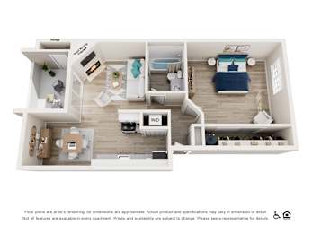  Floor Plan 1 Bedroom 1 Bath - Renovated