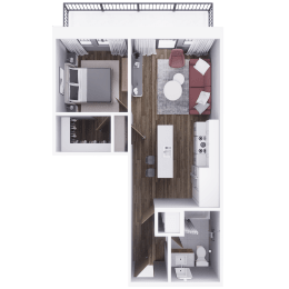 a 1 bedroom floor plan  503 sq ft