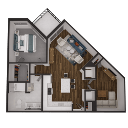 typical floor plan of a 1 bedroom apartment