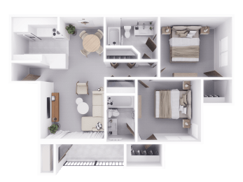 a 3d floor plan of a house with a bathroom and a bedroom