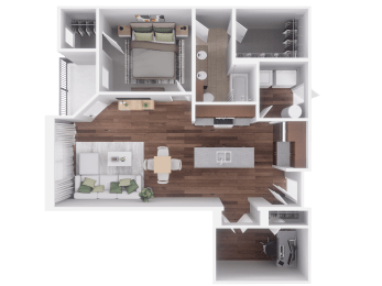  Floor Plan E - 1 Bed with Study