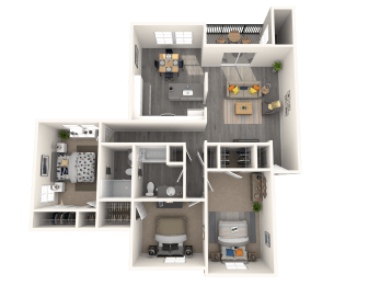 a 3d rendering of the clubhouse floor plan with the clubhouse in the background