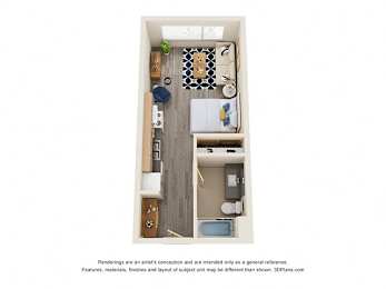 Studio 1 bath B at Cedar Crossing, Seattle, WA, 98115