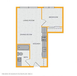  Floor Plan 1 Bedroom 60 Percent AMI