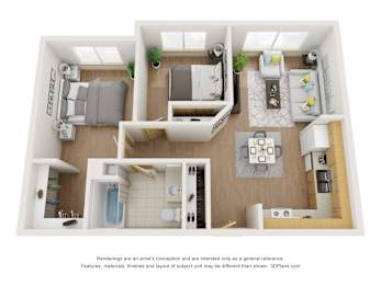  Floor Plan 2 Bedroom - 60% AMI