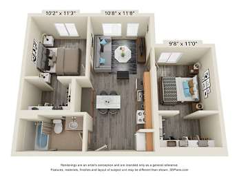 2 bed 2 bath A at The Aries at Bitter Lake Apartments, Seattle, 98133