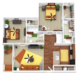 Three bedroom 2 bath floorplan at Deer Valley Apartments, Silvis, IL 61282