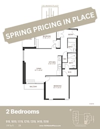 2 Bedroom Floor Plan at 150 Marketplace, Ottawa, Ontario
