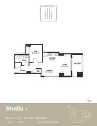 STUDIO Cb Floor Plan at 150 Marketplace, Ontario