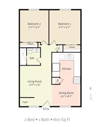 Floor Plan  2 Bedroom - COUNTRY PLACE