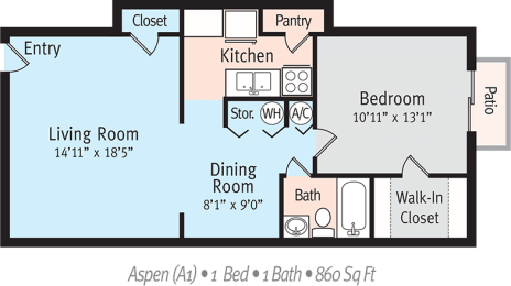 Aspen Floor Plan at The Park at Chesterfield Apartment Homes, Tampa, FL