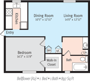 Bellflower Floor Plan at The Park at Chesterfield Apartment Homes, Tampa, FL