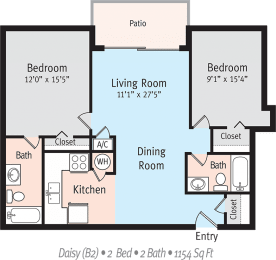 Daisy Floor Plan  at The Park at Chesterfield Apartment Homes, Florida, 33617