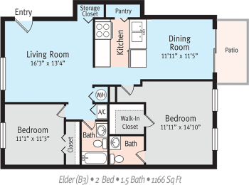 Elder Floor Plan  at The Park at Chesterfield Apartment Homes, Tampa, FL