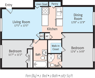 Fern Floor Plan at The Park at Chesterfield Apartment Homes, Tampa, 33617