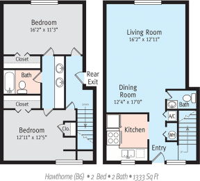 Hawthorne Floor Plan  at The Park at Chesterfield Apartment Homes, Tampa, FL
