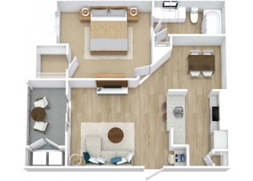 One Bedroom Patio Floor Plan at Newport Colony Apartment Homes, Casselberry, FL, 32707