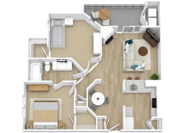 Two Bedroom Patio Floor Plan at Newport Colony Apartment Homes, Casselberry, Florida