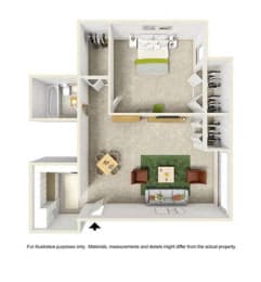 Cottonwood 1 Floor Plan at Aspen Grove Apartment Homes, Warminster