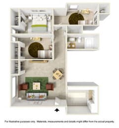 Poplar 3 Floor Plan at Aspen Grove Apartment Homes, Warminster, 18974