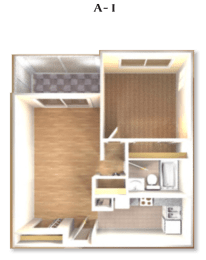 Floor Plan A-1 at DEL ORO APARTMENT HOMES, Plantation, 33313