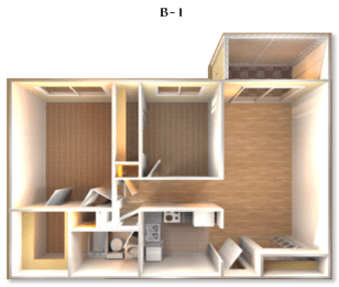 Floor Plan B-1 at DEL ORO APARTMENT HOMES, Florida