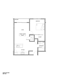 bedroom floor plan an in 2 bed 1 bath apartment