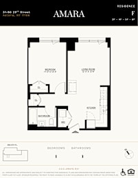 A floor plan for a residence named Amara in Astoria, NY.