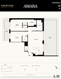 A floor plan for a residence named Amara in Astoria, NY.