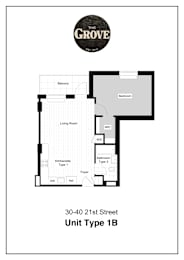 Unit Type 1B Floor Plan at The Grove Apartments, Astoria