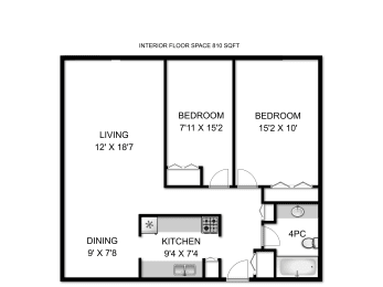 a floor plan of a bedroom apartment