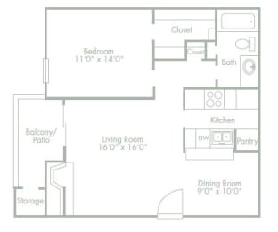 1 bed 1 bathroom at Lakeside Apartments, Dallas