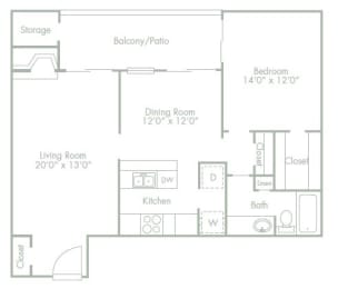 1 bed 1 bathroom C at Lakeside Apartments, Texas, 75231