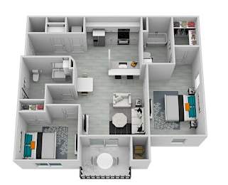 A floor plan of a house with a kitchen, living room, and bathroom.