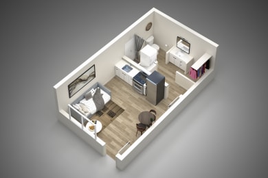 Studio 1 bath D at Presidio Palms Apartments, Tucson, Arizona