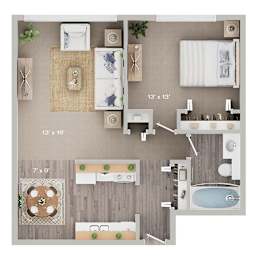 1 Bedroom Small 685 sqft.