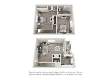  Floor Plan CRESTVIEW TWO BEDROOM TOWNHOME