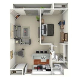 one bed one bath floor plan