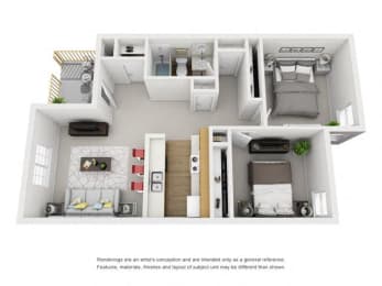 a house is shown with a bedroom and a bathroom