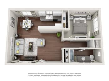 1x1 floor plan