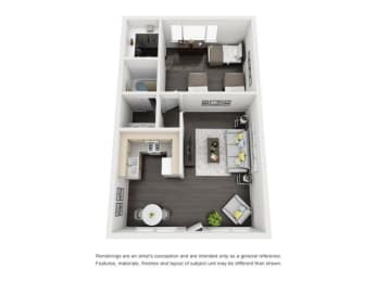  Floor Plan ONE BEDROOM - The Tahitian Apts