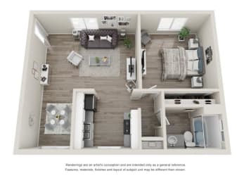 a bedroom with a bed and a dresser in a room