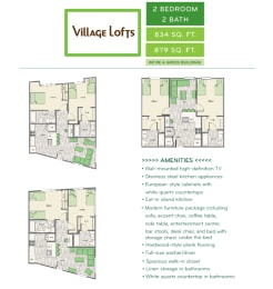 2 bedroom, 2 bathroom floor plan option