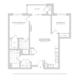 a floor plan of a 1 bedroom floor plan