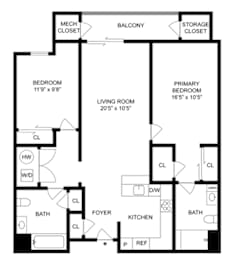 a floor plan of a house with a bedroom and a living room