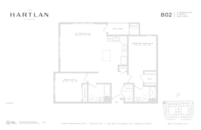 Floor Plan  A floor plan for a 2 bedroom, 2 bathroom apartment.