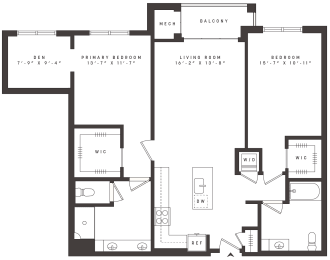 Floor Plan  2 bedroom with den floorplan