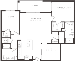 Floor Plan  2 bedroom with den floorplan