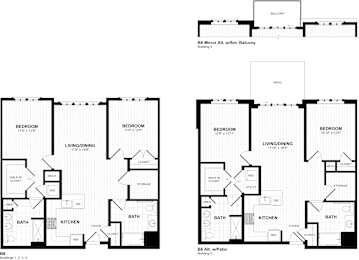 Two bedroom apartment floor plans with patio or balcony at Inwood at Renaissance Square Apartments, New Jersey, 08053