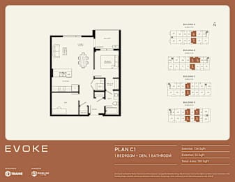 Floor Plan C1 - 1 Bed + Den